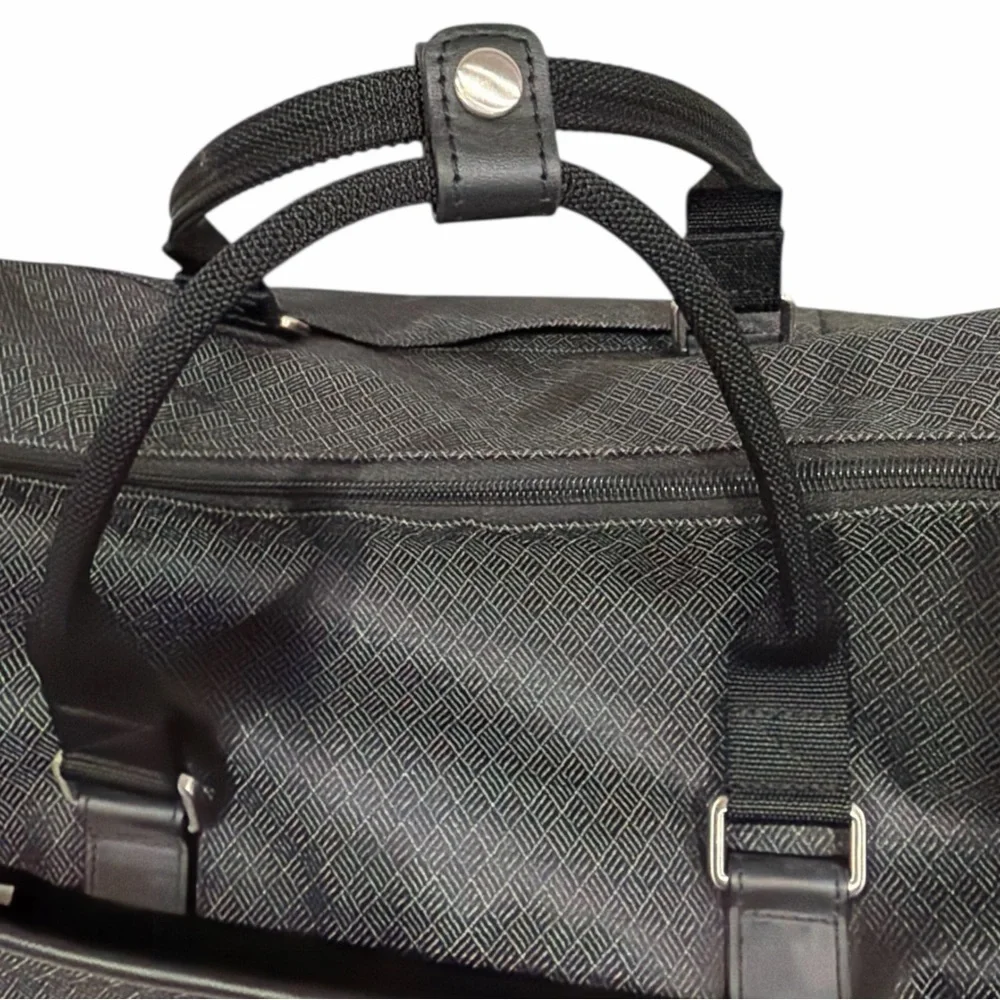 Hartmann Herringbone Luxe Duffel Black Carry-On Weekend Travel Bag